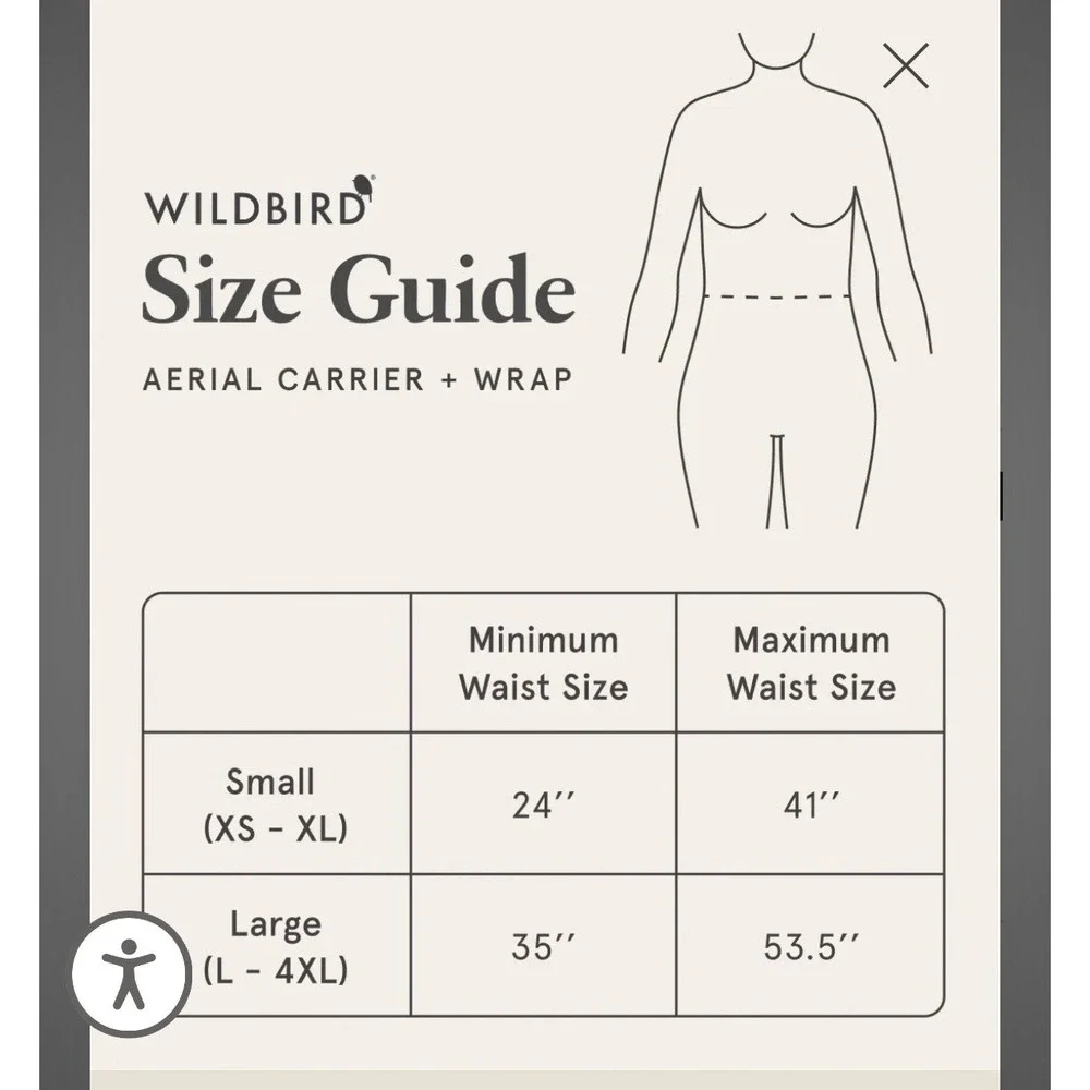 WildBird Aerial Buckle Wrap Raven Black L–4XL Adjustable Waist Support Wrap NWOT